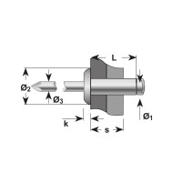 Pop-nit etans 4.8 x 18 mm, cap bombat Ø 9.8 mm, inox/inox, 250 buc/cutie