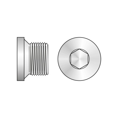 Dop cu filet exterior 2 inch, locas HEX, DIN 908, otel gr. 5.8, 1 buc/cutie - 1 BUC / CUTIE