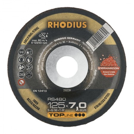Disc abraziv pentru polizare inox / otel / fonta - RS480, RHODIUS