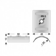 Saiba de coama cu garnitura din polietilena expandata, Ø6.5 x 40 x 50 x 13 x R20, Rocast