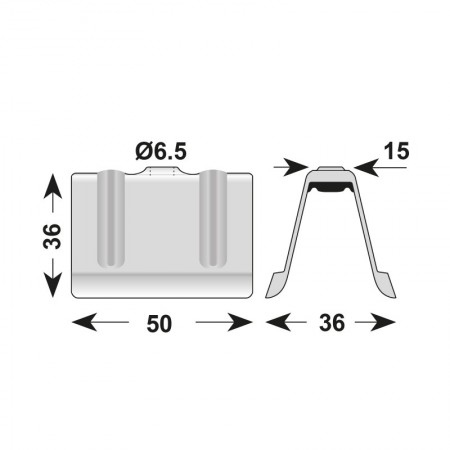 Saritor pentru acoperis cu garnitura din polietilena, otel, zincat, marime 15 - Ø6.5x36x15x50x36x6.5, Rocast