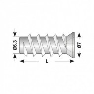 Euro-surub cap ingropat ø7 mm, locas Z, filet rar (pentru sine glisante), otel, zincat, Rocast