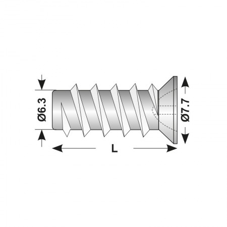 Euro-surub cap ingropat ø7.7 mm, locas Z, filet rar, otel, zincat, Rocast