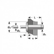 Pop-nit cap bombat, Aluminiu - Inox, Bralo