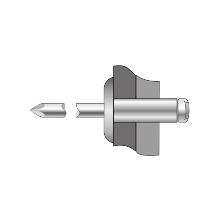 Pop-nit cap lat, Aluminiu - Inox, Bralo