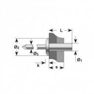 Pop-nit etans cap bombat, Aluminiu - Inox, Bralo