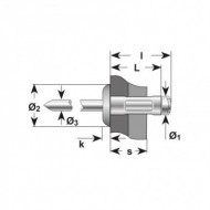 Pop-nit multigrip cap bombat, Aluminiu - Otel, Bralo