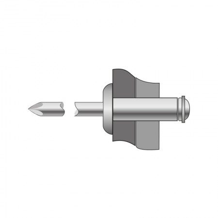 Pop-nit "peeled" cap bombat, Aluminiu - Otel, Bralo