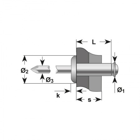 Pop-nit peeled cap bombat, Aluminiu - Otel, Bralo