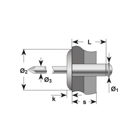 Pop-nit Peeled cap lat, Aluminiu - Otel, Bralo