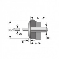 Pop-nit Peeled cap lat, Aluminiu - Otel, Bralo