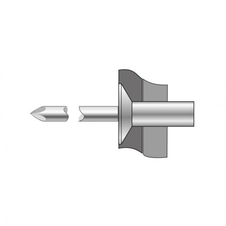 Pop-nit etans cap tesit 120°, Aluminiu - Otel lubrifiat, Bralo