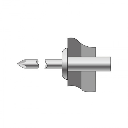 Pop-nit etans cap bombat, Aluminiu - Otel, mandrina din otel lubrifiat, Bralo