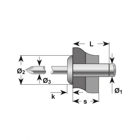 Pop-nit cap bombat, Aluminiu - Aluminiu, Bralo