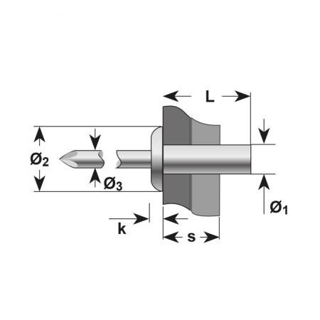 Pop-nit etans, cap bombat, Aluminiu - Aluminiu, Bralo