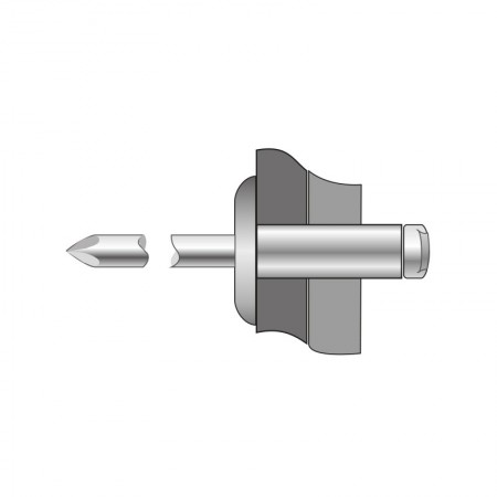 Pop-nit cap lat, Otel - Otel, mandrina din otel zincat A1 K, Bralo