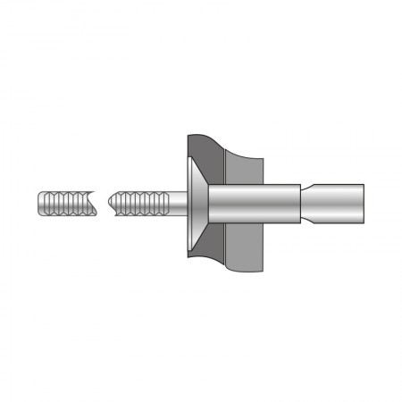 Pop-nituri pentru constructii metalice, cap tesit 100, Otel - Otel, 6.5 X 16, Bralo