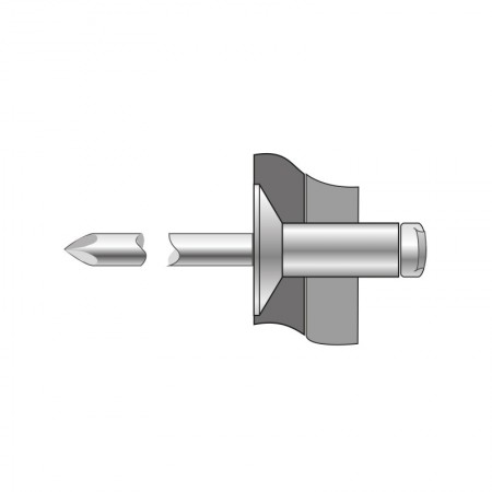 Pop-nit cap tesit 120°, corp din Inox A2, mandrina din Inox A2, Bralo