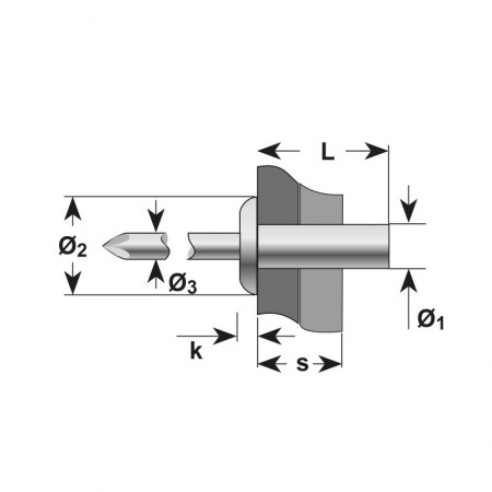 Pop-nit etanse cap bombat, Inox A2 - Inox A2, Bralo