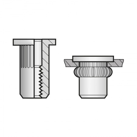 Piulita-nit ingropate cap lat, otel zincat A3K, Bralo