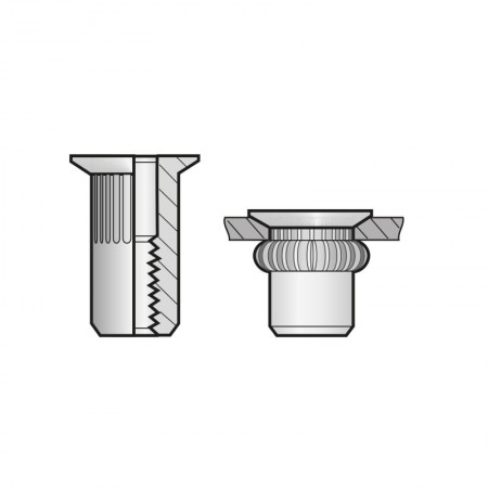 Piulita-nit ingropate cap tesit, otel zincat A3K, Bralo