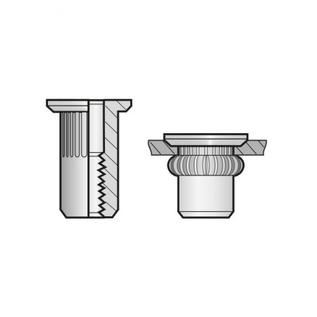 Piulita-nit ingropate cap tesit 90°, otel zincat A3K, Bralo