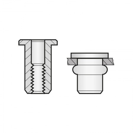 Piulita-nit cap lat, inox A2 (AISI 304), Bralo