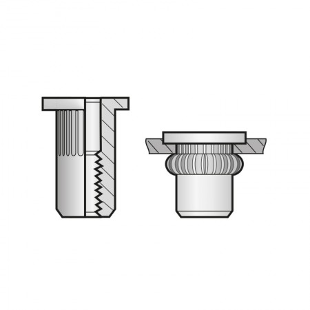 Piulita-nit ingropate cap lat, inox A2 (AISI 304), Bralo