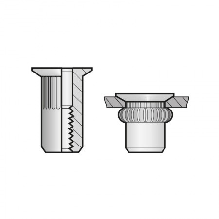 Piulita-nit ingropate cap tesit redus, Inox A2 (AISI 304), Bralo
