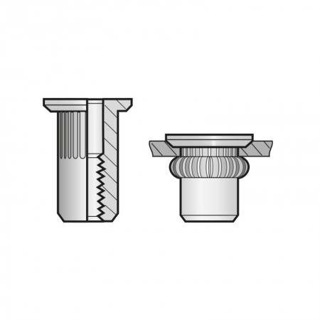 Piulita-nit ingropate cap tesit 90°, Inox A2 (AISI 304), Bralo