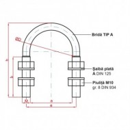 Colier  U, zincat - TIP A, pentru tevi - SIMILAR DIN 3570, Rocast