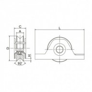 Roata culisanta cu un rulment, D58 mm, 17 x 26 x 10 mm, max. 100 kg, suport interior, profil V, Rocast