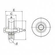 Roata culisanta cu doi rulmenti, D  88 mm, 25 x 30 x (M14 x 70) mm, max. 240 kg, fara suport, profil U, Rocast