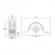 Roata culisanta cu doi rulmenti, D78 mm, 25 x 33 x 12 mm, max. 220 kg, suport interior, profil V, Rocast