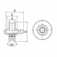 Roata culisanta cu doi rulmenti, zincata, D 78 mm, 25 x 30 x (M10 x 55) mm, max. 220 kg, fara suport, profil V, Rocast