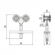 Set de 4 role de agatare - forjate, H71.5 mm, 94 x 25 mm, Rocast