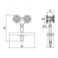 Set de 4 role de agatare - nylon, H71.5 mm, 94 x 25 mm, Rocast