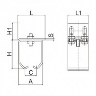 Suport de prindere profil rulare, 62 x 64 x 29 mm, Rocast