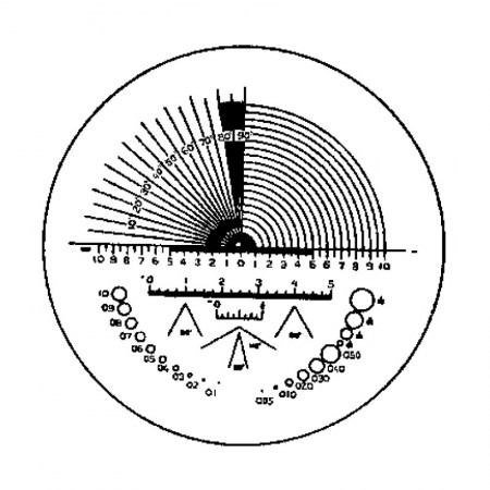 Lupa de precizie cu scala gradata, gradatie unghi, raza, orificii, Eschenbach