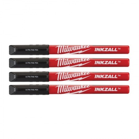 Set de 4 markere cu varf subtire negre, INKZALL, Milwaukee