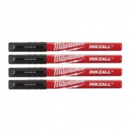 Set de 4 markere cu varf subtire negre, INKZALL, Milwaukee