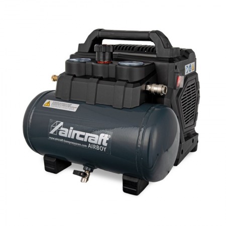 Compresor, model AIRBOY Silence 221 OF E Black, debit 120 l/m, presiune max. 8 bari, capacitare rezervor 6 litri, Aircraft