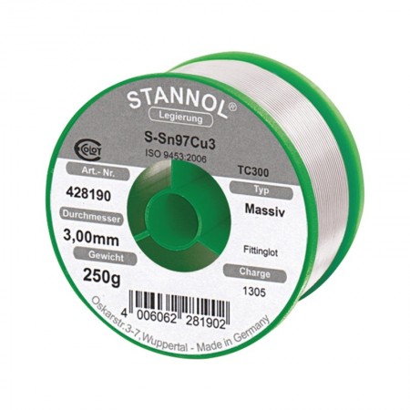 Sarme de lipire pentru fitinguri - MASSIV, 250 g, Ø 3 mm, Stannol