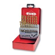 Set de 19 burghie elicoidale, DIN 338, TL3000, HSS-G TiN, cutie din otel, RUKO