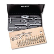 Trusa filetare cu tarozi de mana si filiere, HSS, metric, M3 - M12, set 17 piese, VOLKEL