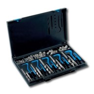 Trusa de scule pentru repararea filetelor M6-M14 x 1.25, caseta din metal, set 128 piese, VOLKEL