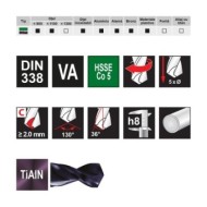 Set de 19 burghie elicoidale DIN 338 tip VA, HSSE-Co 5 TiAlN, cutie din plastic, RUKO