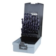 Set de 25 burghie elicoidale DIN 338 tip VA, HSSE-Co 5 TiAlN, cutie din plastic, RUKO