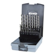 Set de 19 burghie elicoidale, DIN 338, TL3000, HSS-G, cutie din plastic, RUKO