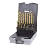 Set de 19 burghie elicoidale, DIN 338, TL3000, HSS-G TiN, cutie din plastic, RUKO